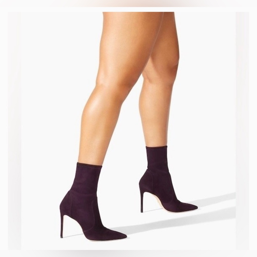 FOR SALE ON THE REALREAL — Like New Stuart Weitzman Purple Ankle Sock Booties